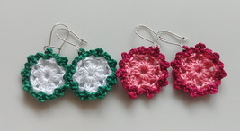 Crochet Mandala Earrings / Crochet Mandala Drops / Crochet earrings - £7.19 GBP