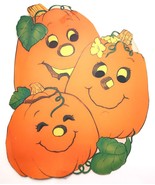 Vtg Halloween Die Cut Paper Decoration Jack O Lantern Three Pumpkin Kid ... - $186.58 MXN