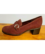 Aerosoles  Size 6.5 Wide Maroon Suede Buckle Accent Square Toe Block Hee... - $414.38 MXN