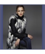 Tufted Fox Long Hair Faux Fur Sleeveless Patchwork longer Vest Jacket - £84.15 GBP