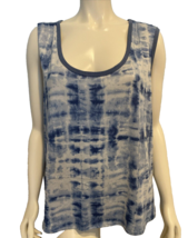 Lucky Brand Blue and White Tie Dye Scoop Neck Sleeveless Top Size 3X - £17.73 GBP