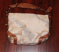 Authentic Coach Bag CARLY OPTIC Tan and Beige Canvas - Leather Bag M0726... - $44.00