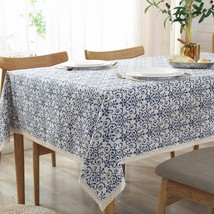 Vintage Washable Cotton Linen Fabric Navy Damask Pattern Decorative Macrame Lace - £24.70 GBP