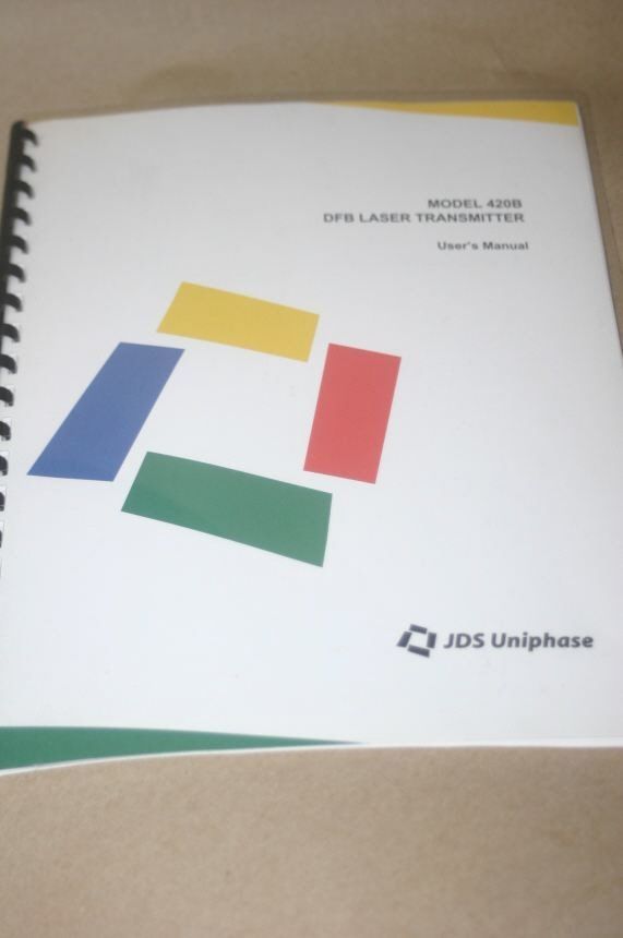 JDI Uniphase 420B DFB Laser Transmitter Operating/Maintenance User&#39;s Manual - $24.50