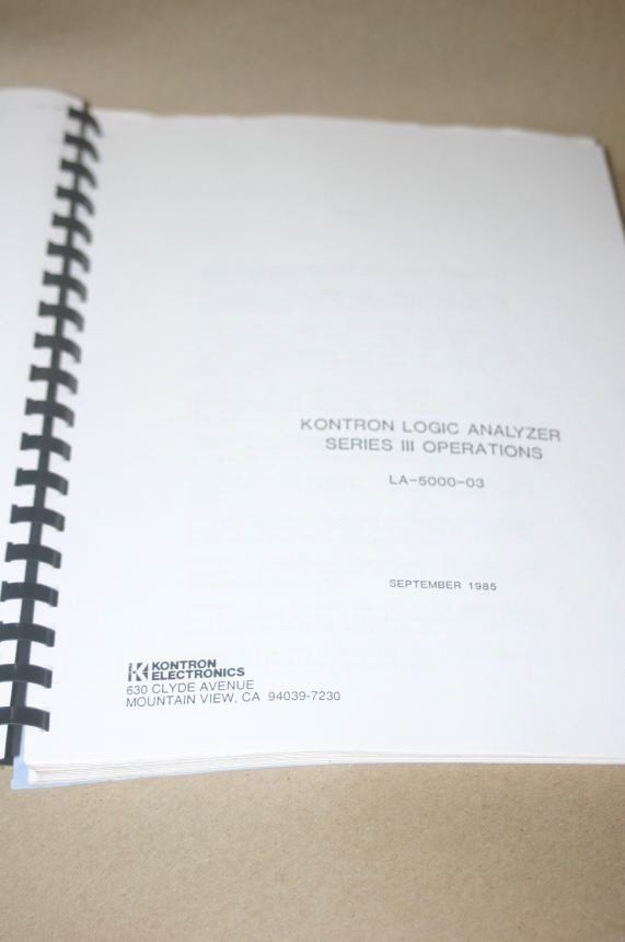 Kontron Logic Analyzer Series III Operating Operations Users Guide la-50... - $24.50