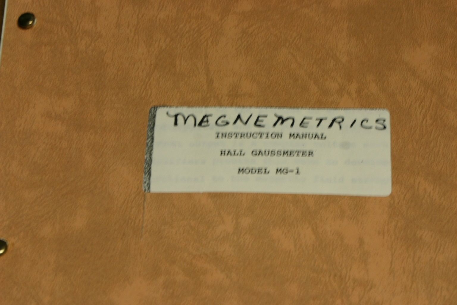 Megnemetrics Model MG-1 Hall Gaussmeter Instruction service guide Manual - $24.45