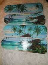 Custom ~ ~Moonlight Moon Lite Ocean Waves Tropical Palm Trees & Beach Ceiling Fa - $117.99