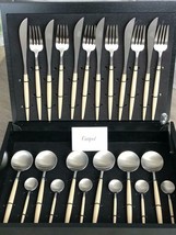 Cutipol GOA Ivory Flatware 24 Pcs Cutlery Set Gift Wooden Box NEW - $385.00