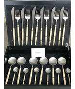 Cutipol GOA Ivory Flatware 24 Pcs Cutlery Set Gift Wooden Box NEW - £301.50 GBP