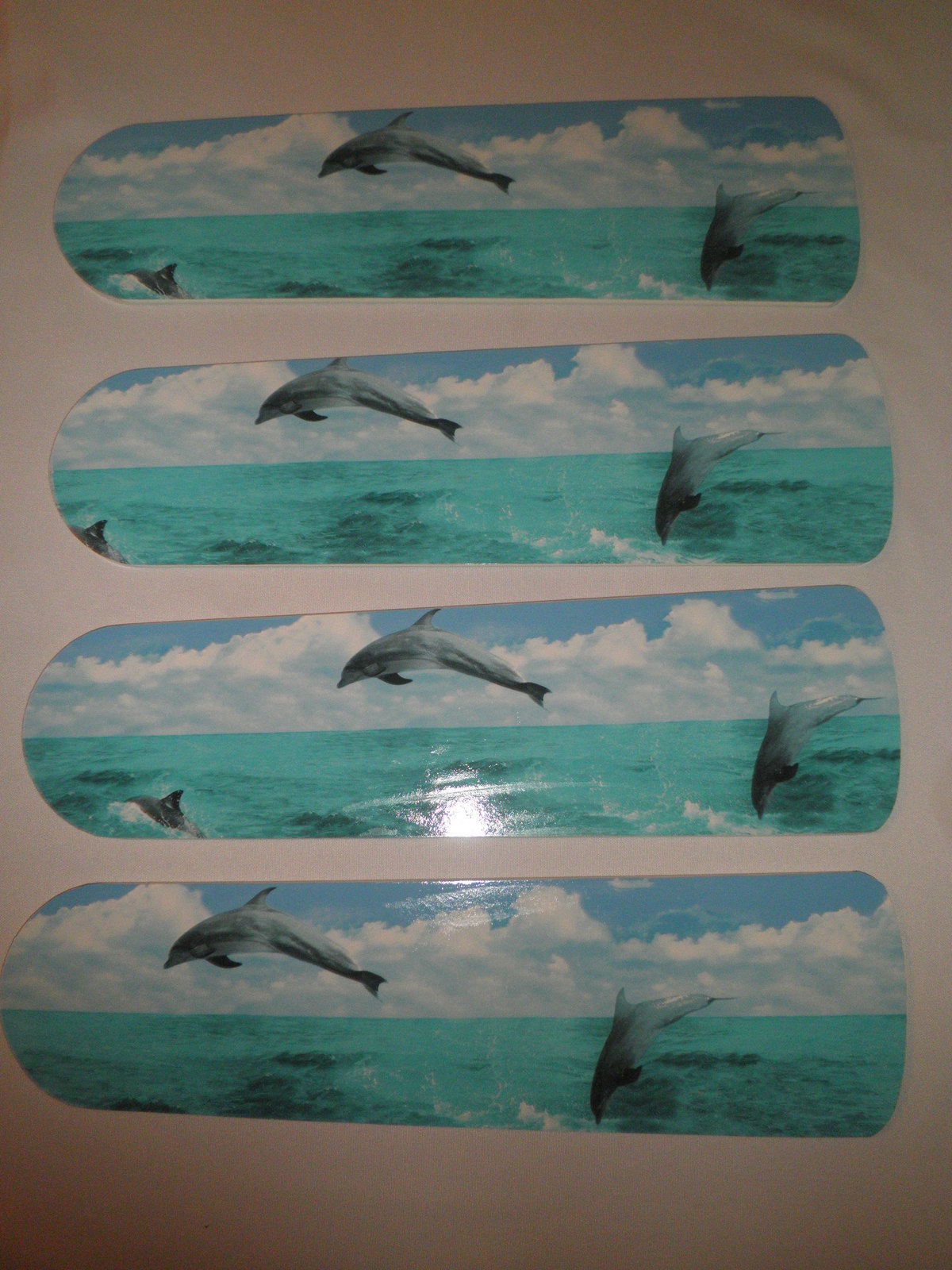Custom ~CEILING FAN with Light ~ Realistic DOLPHINS in Crystal Blue Ocean Sky Cl - $104.99