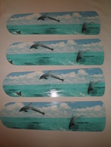 Custom ~Ceiling Fan With Light ~ Realistic Dolphins In Crystal Blue Ocean Sky Cl - £94.80 GBP