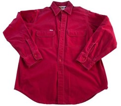 Carhartt Shirt Men&#39;s Size ? Red Heavy Canvas Work Long Sleeve *issue! READ! - £8.59 GBP