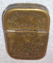 Vintage Brass Advertising Match Safe Holder Boston Office Chicago Varnish Co. - £59.95 GBP