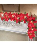 4-ft Lighted Red Poinsettia Christmas Garland Mantel Door Stairs Holiday... - €18,43 EUR 4-ft Lighted Red Poinsettia Christmas Garland Mantel Door Stairs Holiday... - €18,43 EUR