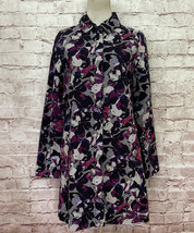 THAKOON Target Coat Womens XS Floral Camo Trench Purple Gray Canvas Mid ... - £34.59 GBP