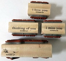 Stampin&#39; Up! Three Little Words Double-Mounted set (4 wood handles with 8 stamp  - £12.07 GBP