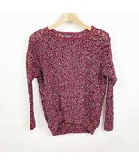 Eddie Bauer Chunky Loose Knit Sweater Pullover Boat Neck Red Black Size M - €12,12 EUR