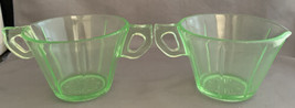Vintage U.S. Glass Company &quot;Tendril&quot; Creamer &amp; Sugar Set Green Depression - $30.00