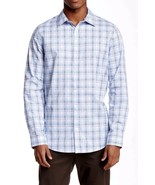 Calvin Klein Men&#39;s Lightweight Roll up Tab Plaid Shirt   Blue limoges Sz M  - £19.06 GBP