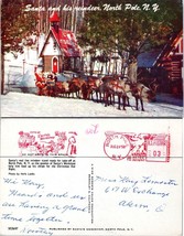 New York North Pole Santa with Reindeer Posted to Akron OH in 1958 VTG Postcard - £7.51 GBP