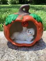 Pumpkin Ghost Halloween Vintage Decor Ceramic - $17.72