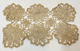 VTG Handmade Crocheted Star Pattern Table Centerpiece Goblet Doily Tan 1... - £13.81 GBP