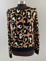Saks Fifth Avenue Sweater Size S Leopard Print Long Sleeve Soft Pullover - £23.26 GBP