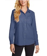 Eddie Bauer Womens Shirt Blue Long Sleeve Moisture Wicking UPF 50+ Ripstop - $54.87 CAD
