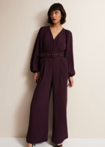 PHASE EIGHT Angelina Burgundy Wide Leg Jumpsuit  UK 20 PLUS Size      (F... - $97.45