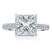 GIA 3.17 KT E-VS1 Taglio Princess Laboratrio Grown Anello Diamante 18k Bianco - £4,801.60 GBP