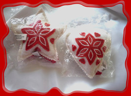 Felt Embroidered Star and Heart Shape Holiday Ornaments Look Handmade - $6.00