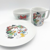 Vintage Mickey &amp; Friends Christmas Bowl &amp; Plate Cup Walt Disney Producti... - $24.99