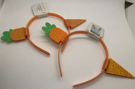 Lot Of 2 Orange Easter Carrot Through The Head Novelty Headband Nwt - £8.69 GBP