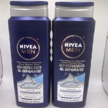 2 Pack Nivea Men Shower &amp; Shave 3-in-1 Body Wash 16.9 fl oz Each Discont... - £29.80 GBP