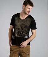 DRIFTER Black Graphic Print Ombre Cotton T-Shirt MSRP: $55.00 &quot;Large&quot; - $27.15 CAD