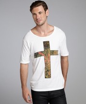 T-Squad White Cotton Jersey &#39;Chris&#39; Graphic T-Shirt MSRP: $50.00 &quot;Medium&quot; - $24.75