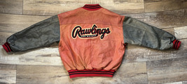 Rawlings Pro Hockey Leather Bomber Style Jacket Snap Patch Red Black - XL - £155.33 GBP