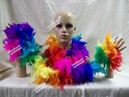 Colorful Rainbow Colors Feather Costume Boa Fancy Dress Flapper Magical ... - $20.74 CAD