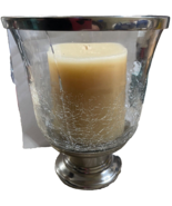 Yankee Candle Crackle Glass Hurricane Candle Holder Silver French Vanill... - €85,28 EUR