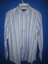 Robert Barakett Stripes Long Sleeve Men’s Dress Shirt Lightblue M or 15.5/35.5 - £21.58 GBP