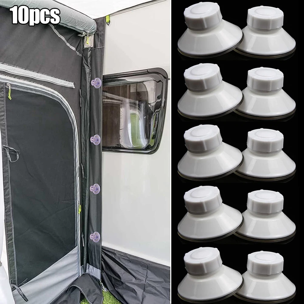 10Pcs High-Grip Awning Suction Cup Fixing Pads - White - £14.10 GBP