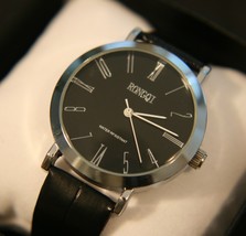 Men&#39;s crisp new classic chrome and black dress, Rongqi manual-wind wristwatch - $25.00