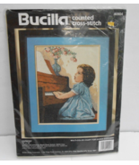 Bucilla Harmony 40904 cross stitch girl piano opened - $24.75