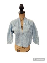 Vintage DALTON 1950s 100% Virgin Cashmere Light Blue Knit Cardigan Sweater - £28.18 GBP