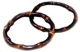 Bamboo Root Bracelet/Bangle Rich Dark Burnt 1/4&quot; Thick-Set of 2 - £7.86 GBP