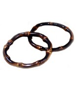 Bamboo Root Bracelet/Bangle Rich Dark Burnt 1/4&quot; Thick-Set of 2 - £7.99 GBP