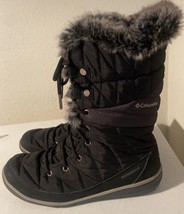 COLUMBIA Heavenly Omni-Heat Snow Waterproof Boots Black Gray Faux Fur Wo... - £42.47 GBP