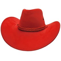 Red Cowboy Hat Cowgirl Chin Strap Rope Western Costume Faux Suede Soft 990600 - £21.35 GBP