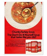 Campbell&#39;s Chunky Turkey Soup Kitchen Decor Vintage 1972 Full-Page Magaz... - £7.62 GBP