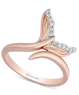 Enchanted Disney Diamond Ariel Mermaid Tail Ring Rose Gold Plated Silver... - £92.81 GBP